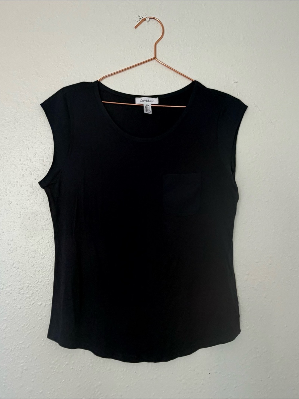 Calvin Klein navy Sleeveless Pocket blouse small